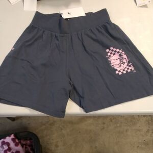 Nike Youth Athletic Shorts in Gray with Pink Surfing Skelton